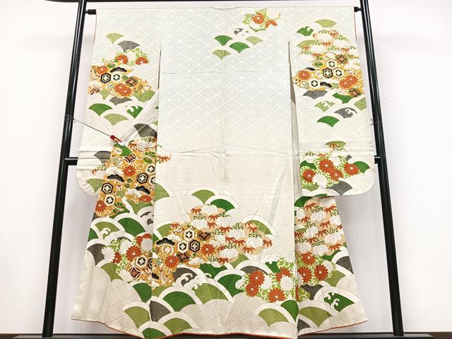 平和屋着物■豪華振袖 駒刺繍 雲取り青海波花文 金彩 正絹 逸品 CABK9915xe