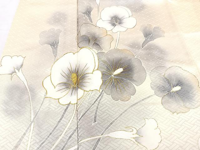 平和屋着物■訪問着 手描き 駒刺繍 枝花文 暈し染め 金彩 正絹 逸品 CABK9922xe