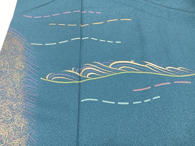 平和屋着物■森英恵・HANAE MORI 訪問着 刺繍 立波文 金彩 正絹 逸品 CABK9929xe