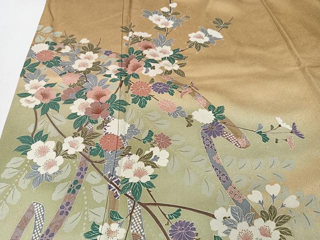 平和屋着物■訪問着 短冊枝花文 暈し染め 正絹 逸品 CABK9932xe