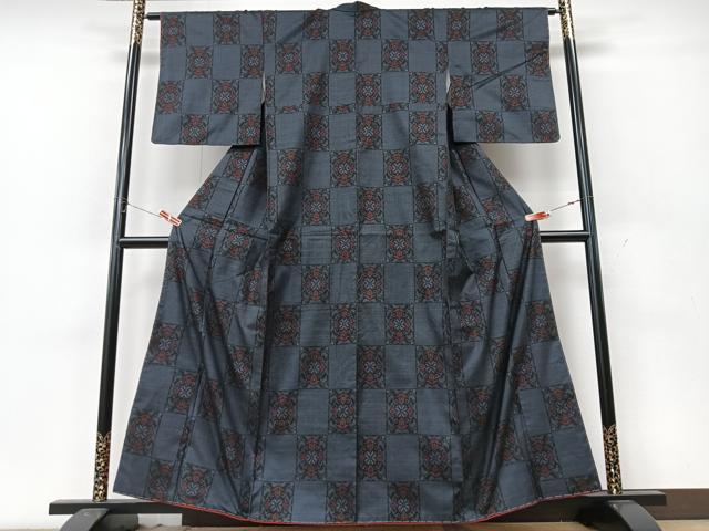 平和屋着物■本場大島紬 7マルキ 幾何学文様 正絹 逸品 CABK9938xe