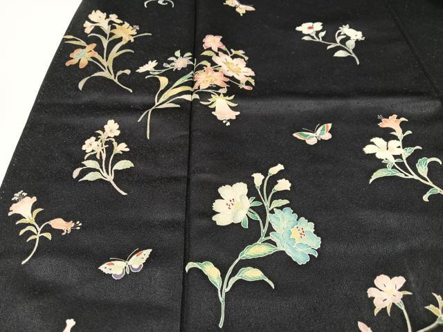 平和屋着物■訪問着 花蝶文 黒地 正絹 逸品 CABK9940xe