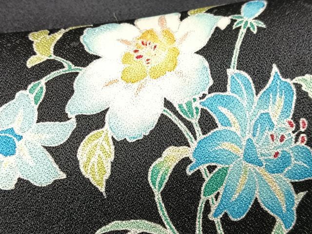 平和屋着物■訪問着 花蝶文 黒地 正絹 逸品 CABK9940xe