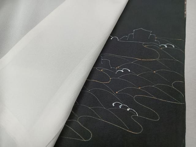 平和屋着物■豪華黒留袖 手描き 流水立波文 金彩 正絹 逸品 CABK9944xe