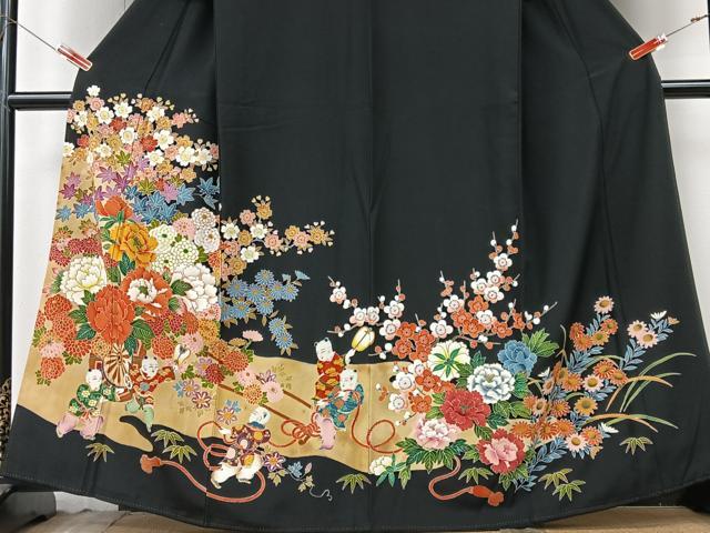 平和屋着物■豪華黒留袖 唐子花車文 金彩 正絹 逸品 CABK9946xe