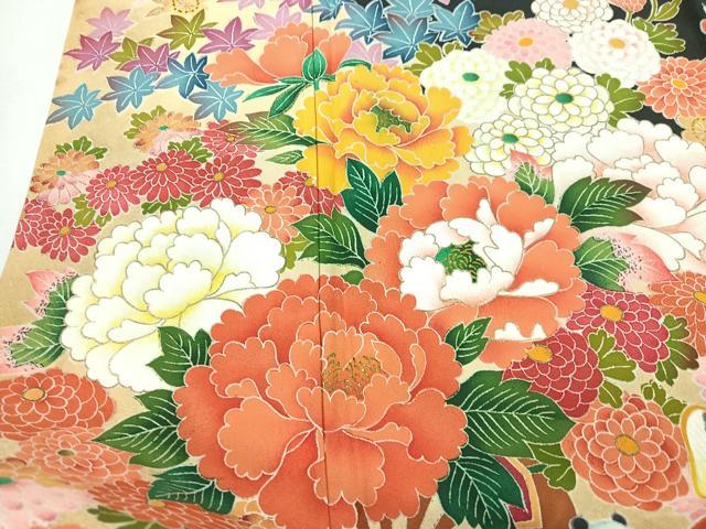 平和屋着物■豪華黒留袖 唐子花車文 金彩 正絹 逸品 CABK9946xe