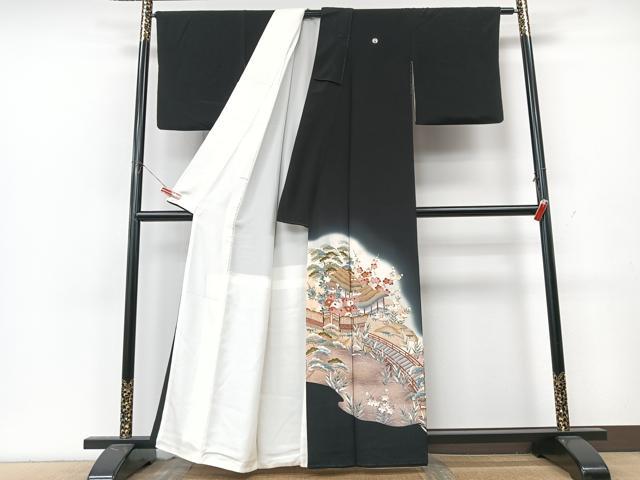 平和屋着物■豪華黒留袖 風景文 暈し染め 金彩 正絹 逸品 CABK9957xe