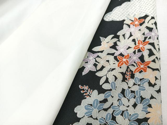 平和屋着物■豪華黒留袖 駒刺繍 花籠文 正絹 逸品 CABK9958xe
