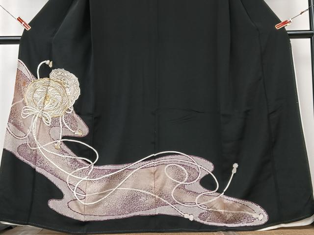 平和屋着物■豪華黒留袖 刺繍 鏡裏花文 金銀糸 正絹 逸品 CABK9960xe