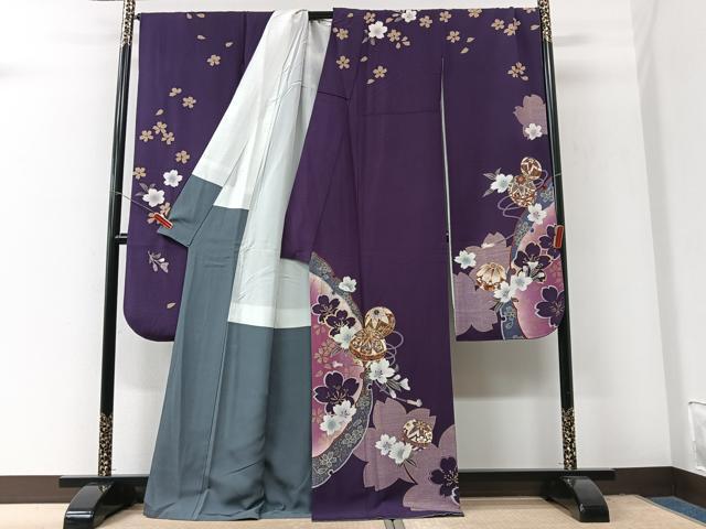 平和屋着物●豪華振袖 雪輪舞桜鞠文 金彩 正絹 逸品 CABK9969xe