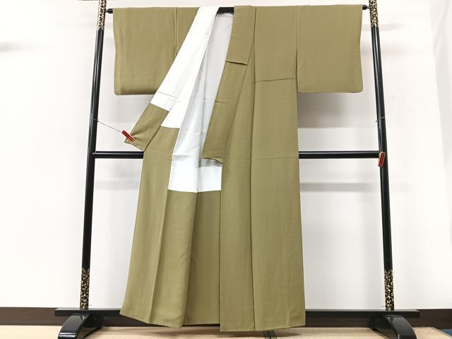 平和屋着物■上質な色無地 油色 正絹 逸品 CABK9970xe