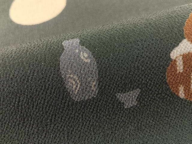 平和屋着物●九寸開き名古屋帯 兎の月見 鬼しぼ縮緬 正絹 逸品 CABL0004vp