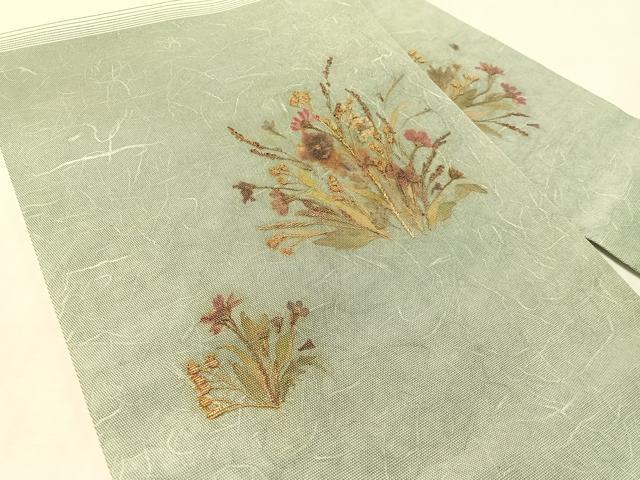 平和屋着物●押し花工芸作家 建野誠一 九寸名古屋帯 花香織 正絹 逸品 CABL0012vp