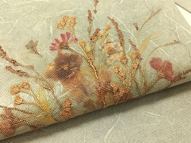 平和屋着物●押し花工芸作家 建野誠一 九寸名古屋帯 花香織 正絹 逸品 CABL0012vp
