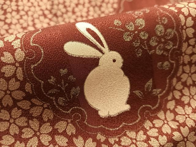 平和屋着物●九寸名古屋帯 駒刺繍 雪輪兎 金彩 正絹 逸品 CABL0013vp