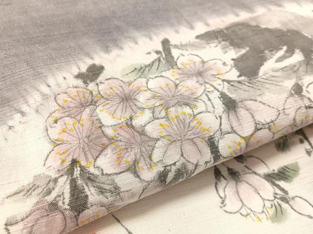 平和屋着物●九寸名古屋帯 作家物 手描き 紬地 絞り 枝垂れ桜 正絹 逸品 CABL0025vp