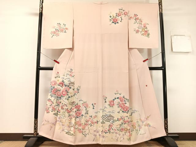 平和屋着物●訪問着 友禅 作家物 風景花文 暈し染め 正絹 逸品 未使用 CABL0033vp