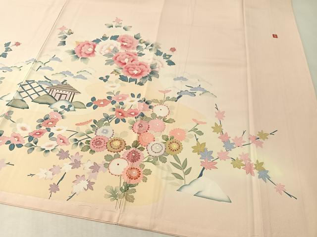 平和屋着物●訪問着 友禅 作家物 風景花文 暈し染め 正絹 逸品 未使用 CABL0033vp