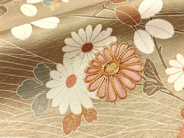 平和屋着物●訪問着 駒刺繍 花筏文 暈し染め 金彩 正絹 逸品 CABL0037vp