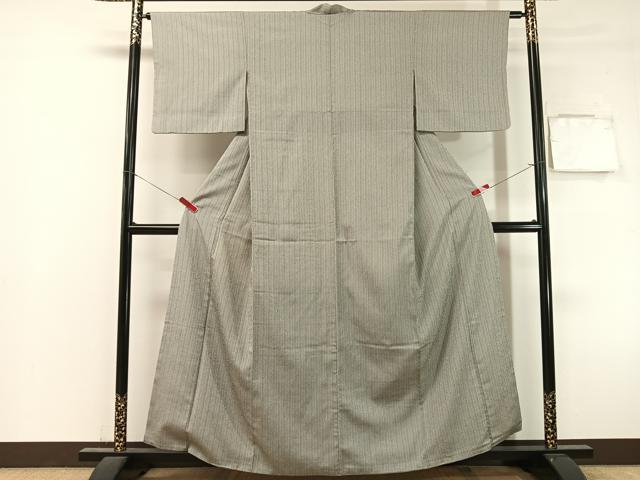 平和屋着物●上質なお召 縞 松坂屋扱い 正絹 逸品 CABL0047vp