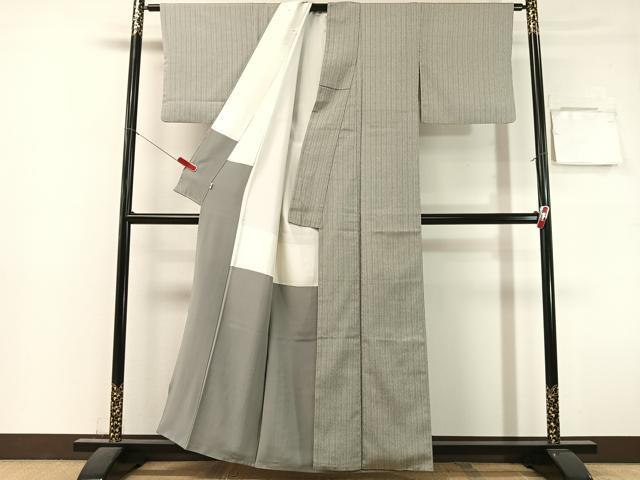 平和屋着物●上質なお召 縞 松坂屋扱い 正絹 逸品 CABL0047vp
