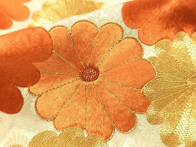 平和屋着物●中国三大刺繍 相良刺繍 振袖 駒刺繍 絞り 道長菊文 金彩 正絹 逸品 CABL0048vp