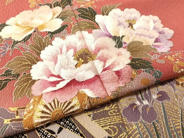 平和屋着物●豪華振袖 刺繍 花車文 暈し染め 金彩 正絹 逸品 CABL0049vp