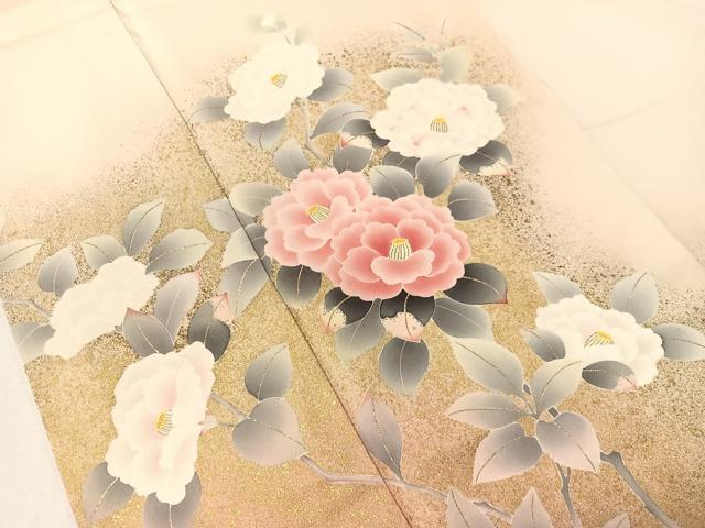 平和屋着物●京友禅の第一人者 松井青々 訪問着 枝椿 暈し染め 金彩 正絹 逸品 CABL0056vp