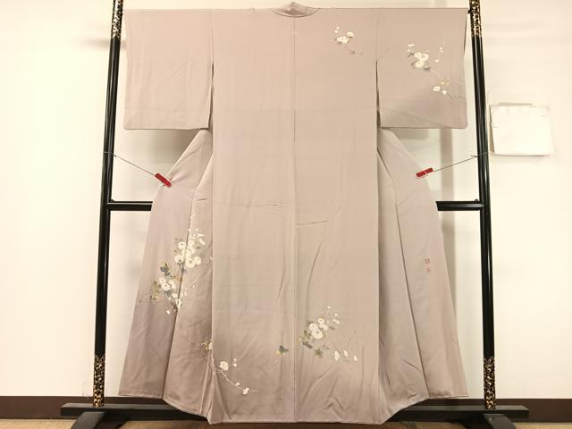平和屋着物●京加賀友禅 百貫達雄 訪問着 枝花文 暈し染め 正絹 逸品 CABL0060vp