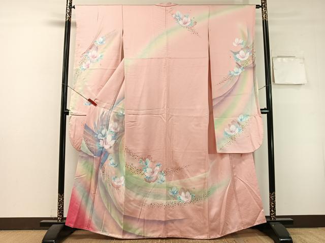 平和屋着物●パリコレクション ファッションモデル・デザイナー 山口小夜子 振袖 舞花文 暈し染め 金銀彩 正絹 逸品 CABL0063vp