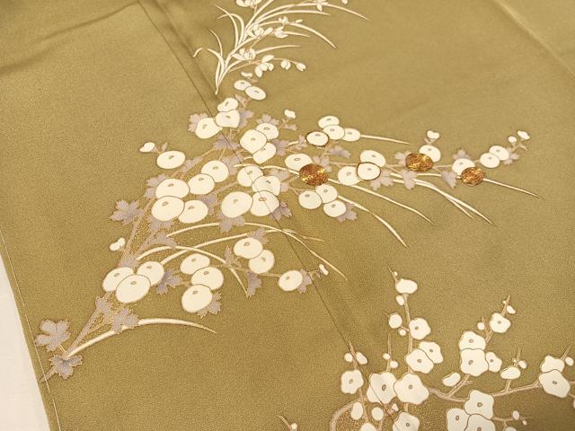 平和屋着物●訪問着 駒刺繍 枝花文 金彩 正絹 逸品 未使用 CABL0068vp