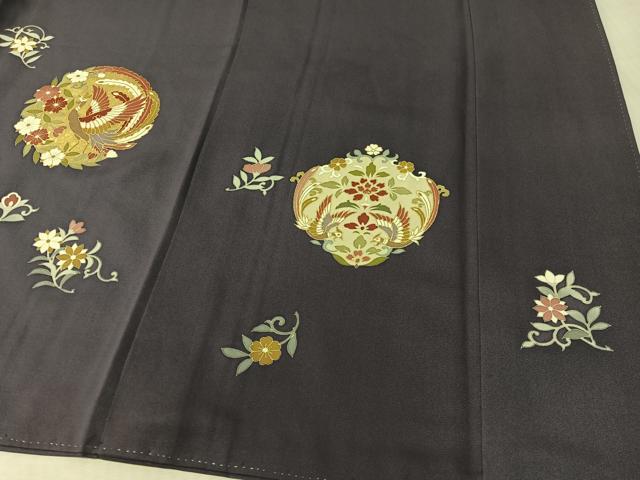 平和屋着物●豪華色留袖 駒刺繍 花唐草鳳凰文 金彩 正絹 逸品 CABL0078vp