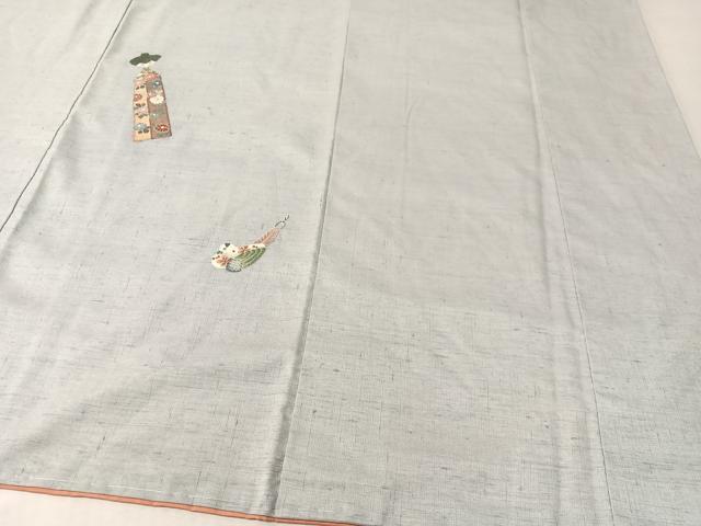 平和屋着物●中国三大刺繍 総相良刺繍 訪問着 紬地 こけし 銀糸 正絹 逸品 CABL0079vp