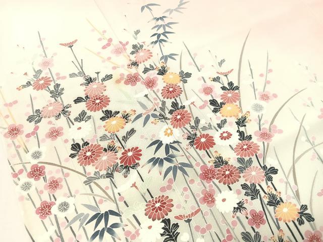 平和屋着物●訪問着 友禅 作家物 枝花文 暈し染め 正絹 逸品 CABL0080vp