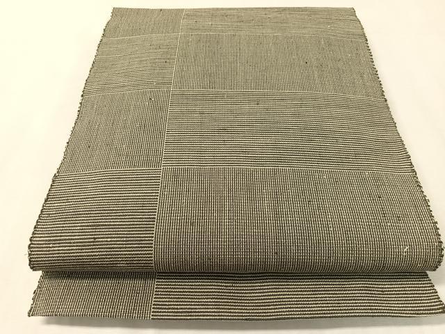 平和屋着物●八寸名古屋帯 結城紬地 市松柄 証紙付き 正絹 逸品 CABL0081vp