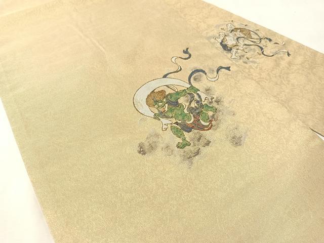 平和屋着物●九寸名古屋帯 風神雷神 金糸 正絹 逸品 CABL0082vp