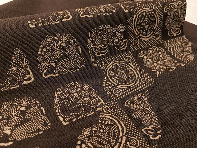 平和屋着物●九寸名古屋帯 印傳 名物裂 正絹 逸品 CABL0085vp