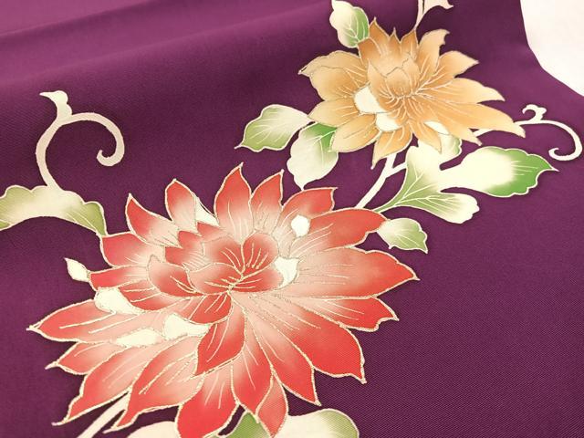 平和屋着物●塩瀬 九寸開き名古屋帯 花唐草文 金彩 正絹 逸品 CABL0093vp