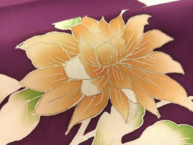 平和屋着物●塩瀬 九寸開き名古屋帯 花唐草文 金彩 正絹 逸品 CABL0093vp