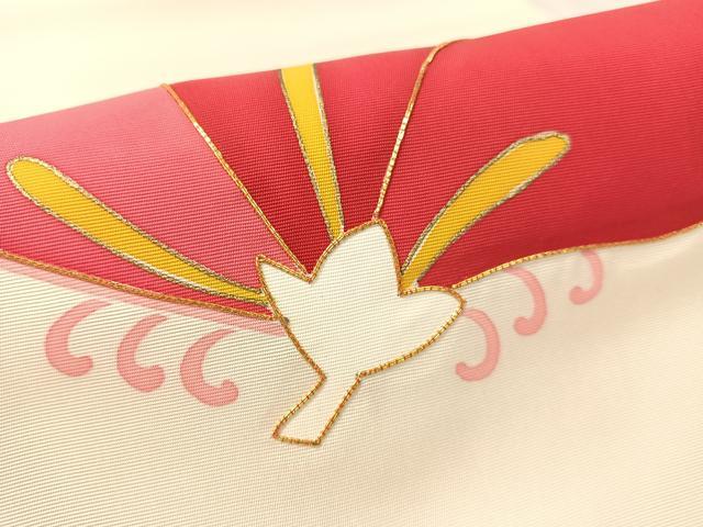 平和屋着物●塩瀬 九寸名古屋帯 駒刺繍 舞蝶文 金彩 正絹 逸品 CABL0102vp