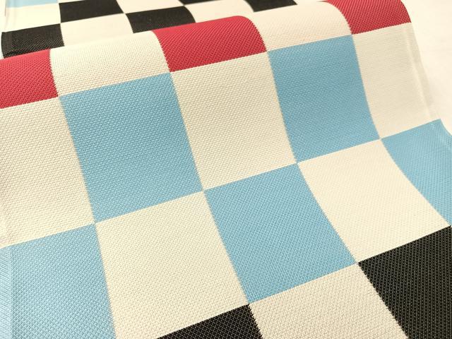 平和屋着物●六通柄袋帯 市松柄 金通し地 正絹 逸品 未使用 CABL0116vp