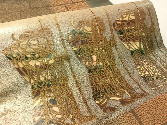 平和屋着物●太鼓柄袋帯 エジプト壁画文様 金彩 正絹 逸品 CABL0126vp