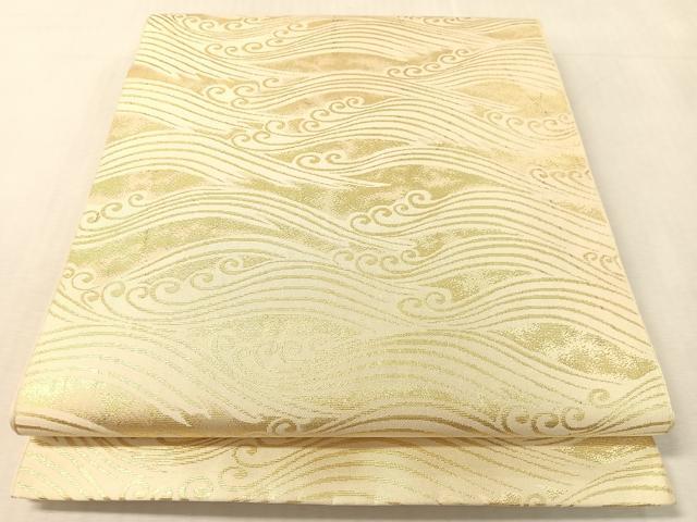 平和屋着物●西陣 川島織物 六通柄 本袋帯 立波文 金糸 正絹 逸品 CABL0132vp