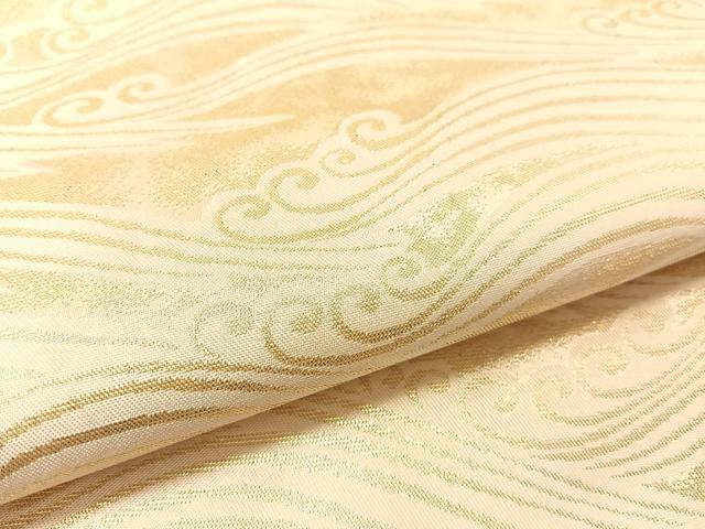 平和屋着物●西陣 川島織物 六通柄 本袋帯 立波文 金糸 正絹 逸品 CABL0132vp