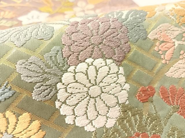 平和屋着物●六通柄袋帯 唐織 桧垣地に藤籠 金糸 ますいわ屋扱い 正絹 逸品 CABL0139vp