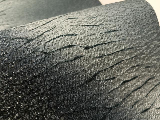 平和屋着物●太鼓柄袋帯 杢目絞り 切嵌文様 銀通し地 正絹 逸品 CABL0159vp