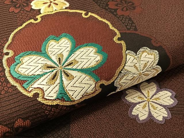 平和屋着物●六通柄袋帯 唐織 雪輪舞桜 金銀糸 正絹 逸品 CABL0163vp