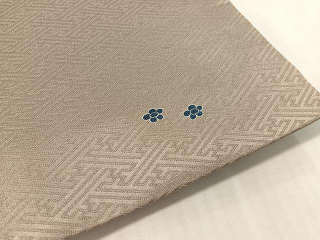 平和屋着物●太鼓柄袋帯 水辺風景文 銀通し地 正絹 逸品 CABL0176vp
