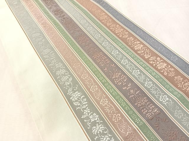 平和屋着物●本場筑前博多織 全通柄袋帯 西村織物謹製 花唐草間道 証紙付き 正絹 逸品 CABL0186vp