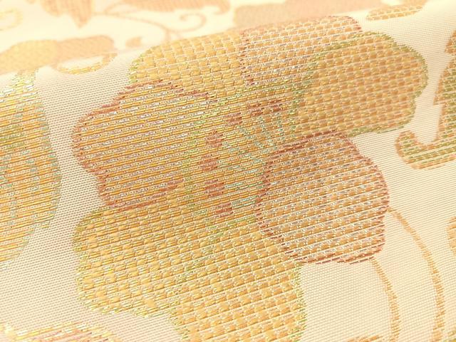 平和屋着物●桝屋高尾 六通柄 本袋帯 花唐草文 金糸 正絹 逸品 CABL0188vp